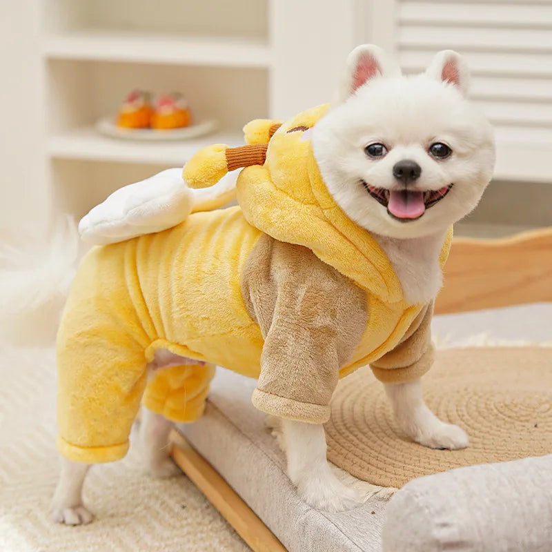 Dog Warm Jumpsuits Winter Fleece Pet Overalls for Small Medium Dogs Cats Clothes Puppy PajamasTeddy Outfit 4 Legs Dog Clothing