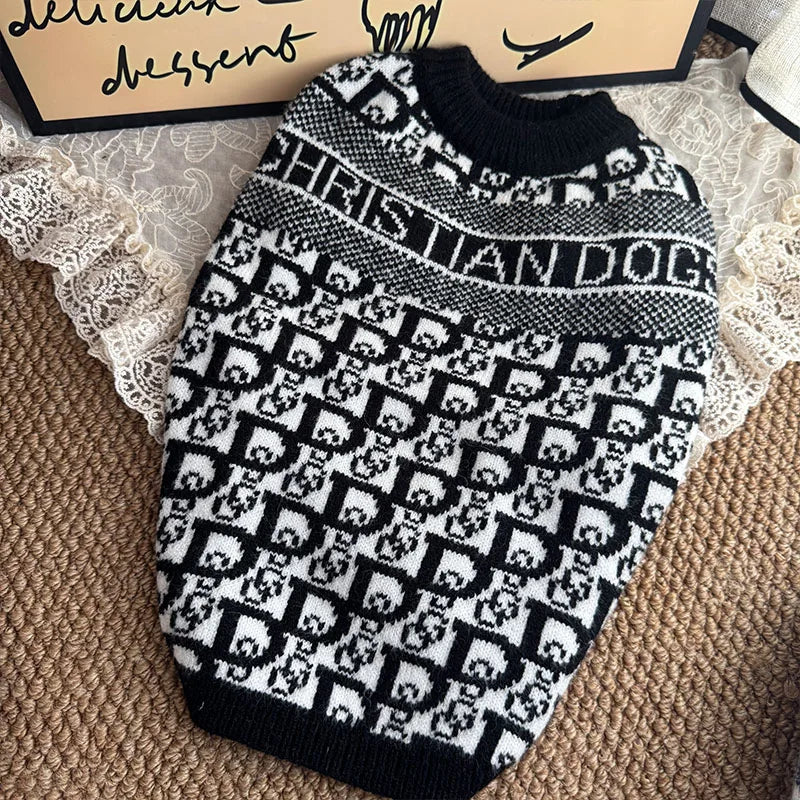 Luxury Designer Dog Winter Clothes XS-2XL Pet Warm Soft Puppy Sweaters Knitted French Bull Knitwear