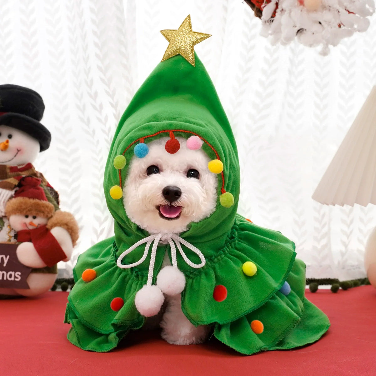 1pcs Christmas Pet Clothing - Christmas Tree-Shaped Pet Cape Fun Shawl for Small-Sized Cats and Dogs Creative Pet Clothing Shawl