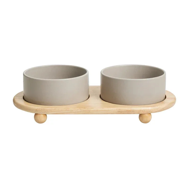 400/850ml Cat Large Capacity Bowl Small Dogs Food Water Bowls with Wood Stand Pet Elevated Feeding Feeder Puppy Kitten Supplies