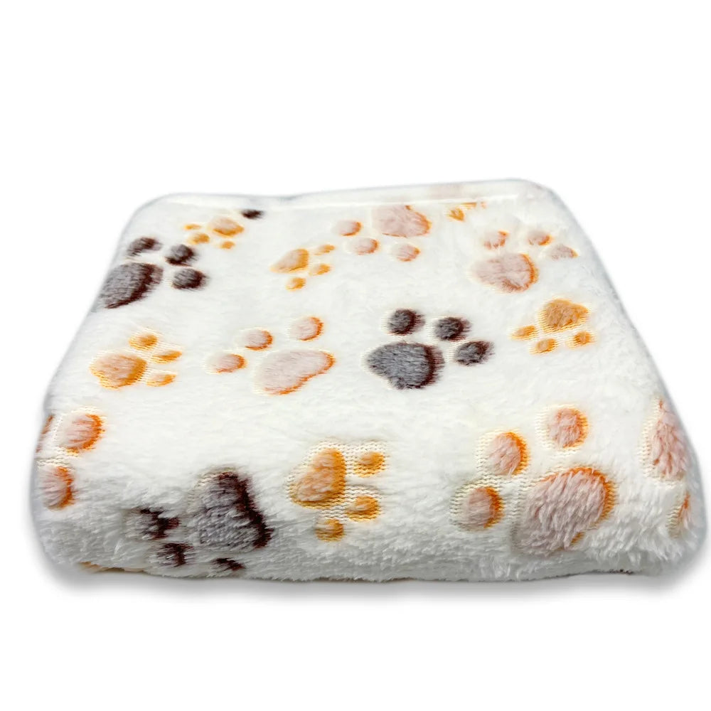 Coral Fleece Pet Blanket Warm Paw Print Dog Cat Bed Mat Soft Reversible Sleeping Pad Four Seasons Sofa Cover Small Medium Pets