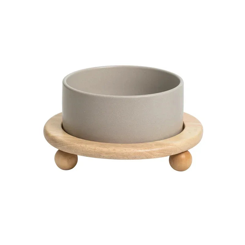 400/850ml Cat Large Capacity Bowl Small Dogs Food Water Bowls with Wood Stand Pet Elevated Feeding Feeder Puppy Kitten Supplies