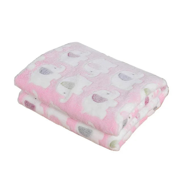 Coral Fleece Pet Blanket Warm Paw Print Dog Cat Bed Mat Soft Reversible Sleeping Pad Four Seasons Sofa Cover Small Medium Pets
