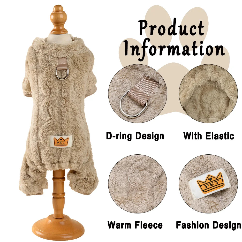 Pet Dog Jumpsuit for Small Medium Dogs Cats Winter Warm Fleece Dog Clothes Yorkshire Jacket Outfits French Bulldog Pug Clothing