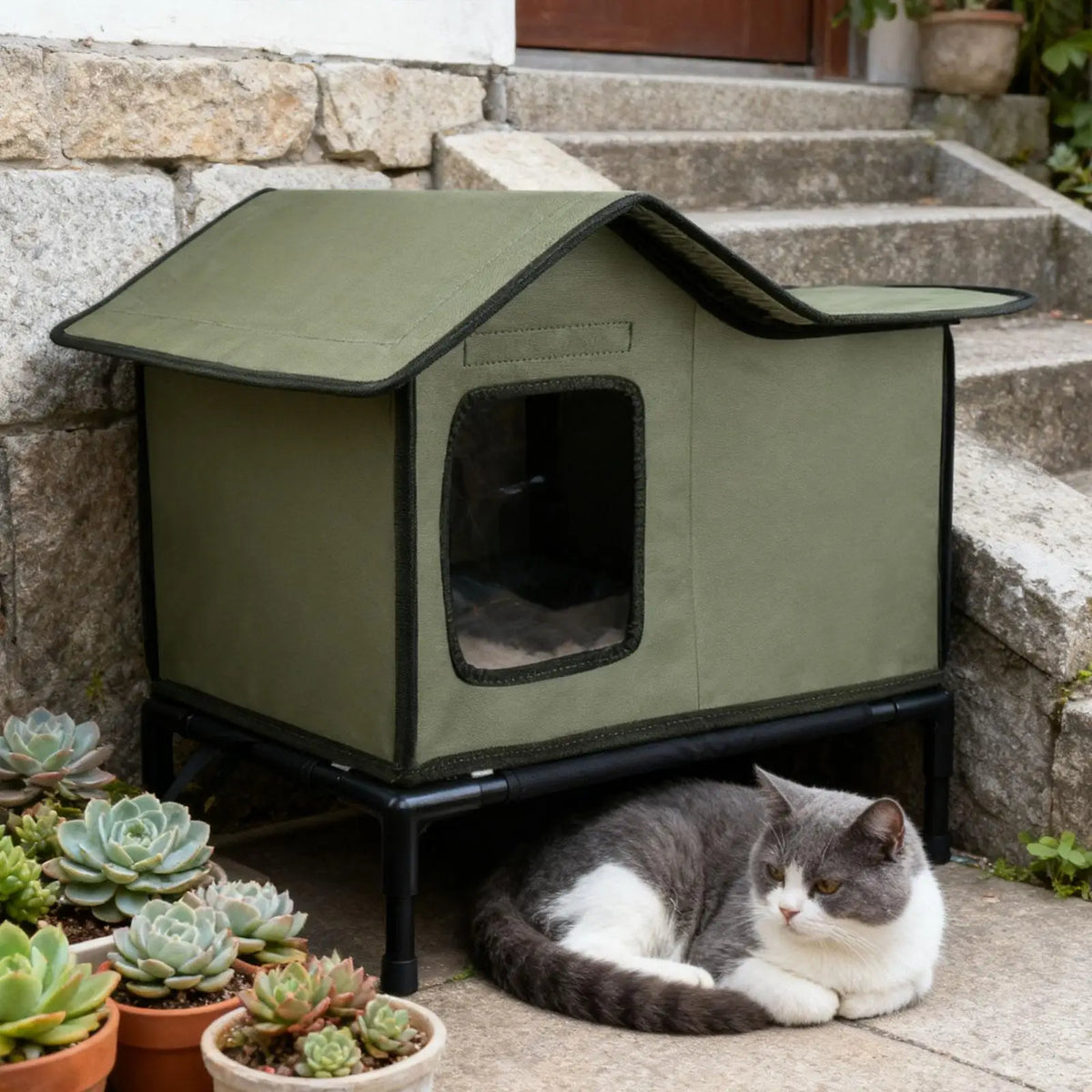 Cat House for Outdoor Cats Cat Kennel Cat Nest Warm Weatherproof Waterproof Pet