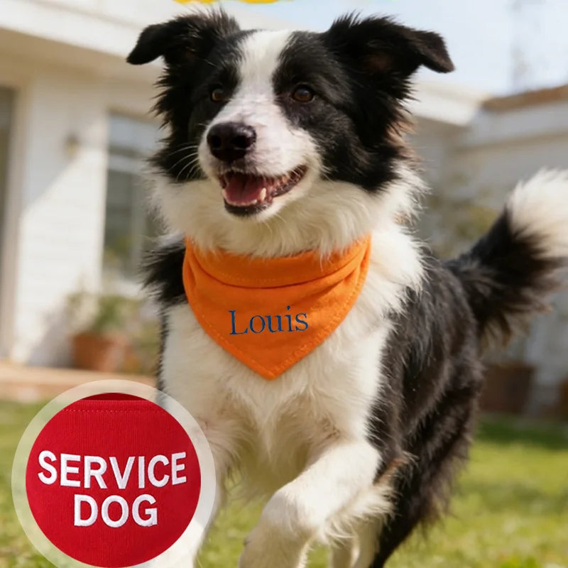 Personalized Embroidered Dog Bandana, Adjustable Multi-Color Anti-Slobber Triangle Pet Scarf