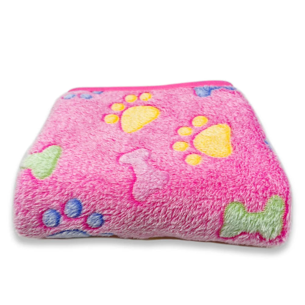 Coral Fleece Pet Blanket Warm Paw Print Dog Cat Bed Mat Soft Reversible Sleeping Pad Four Seasons Sofa Cover Small Medium Pets