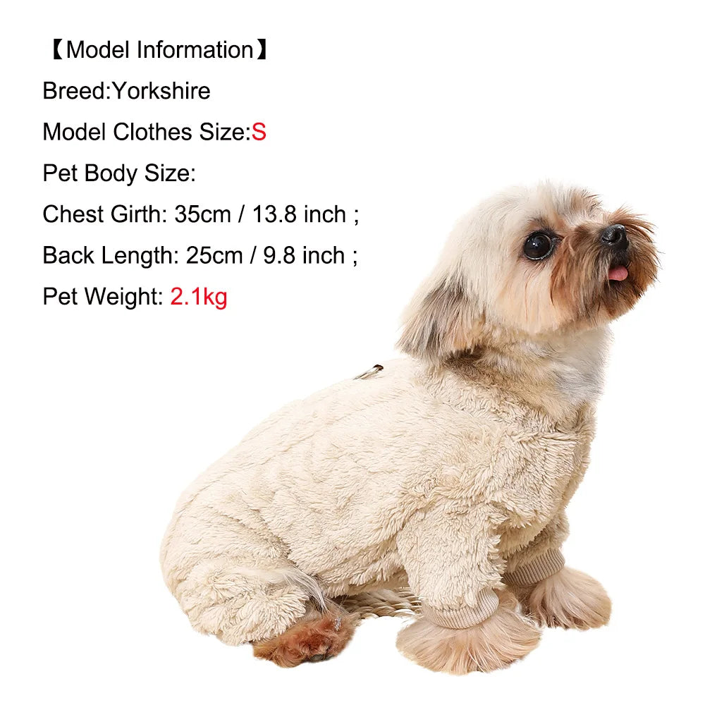 Pet Dog Jumpsuit for Small Medium Dogs Cats Winter Warm Fleece Dog Clothes Yorkshire Jacket Outfits French Bulldog Pug Clothing