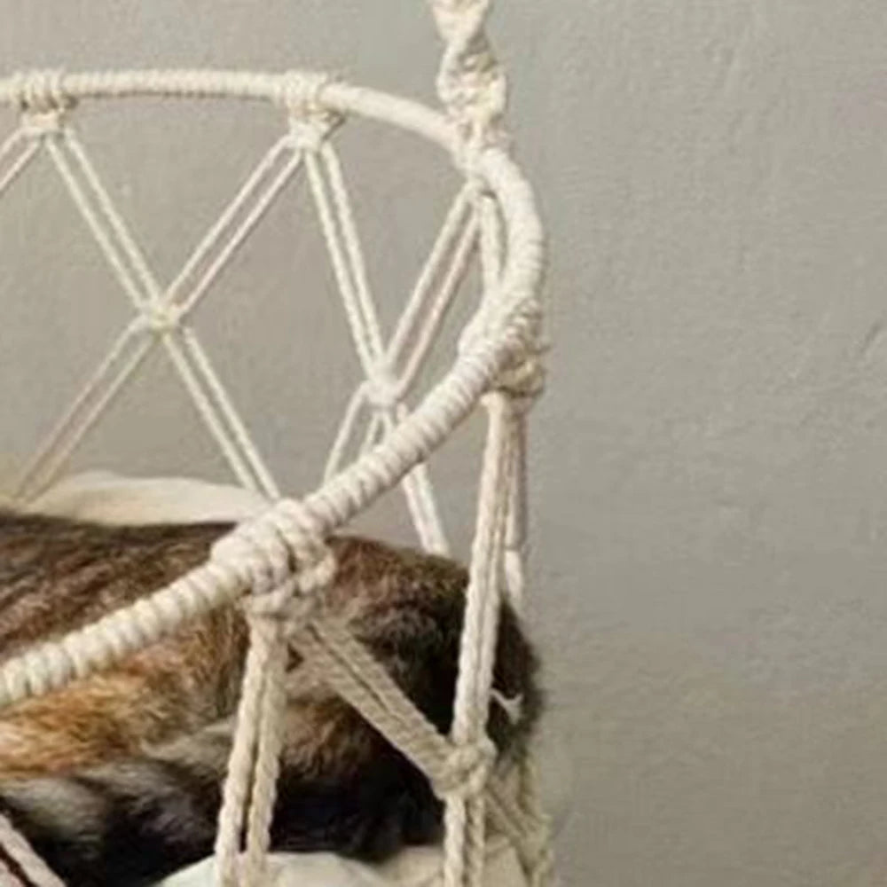 Winter Hand-Woven Kitten Hammock Hanging Cat Bed Bohemian Belt Hanging Kit Upholstery