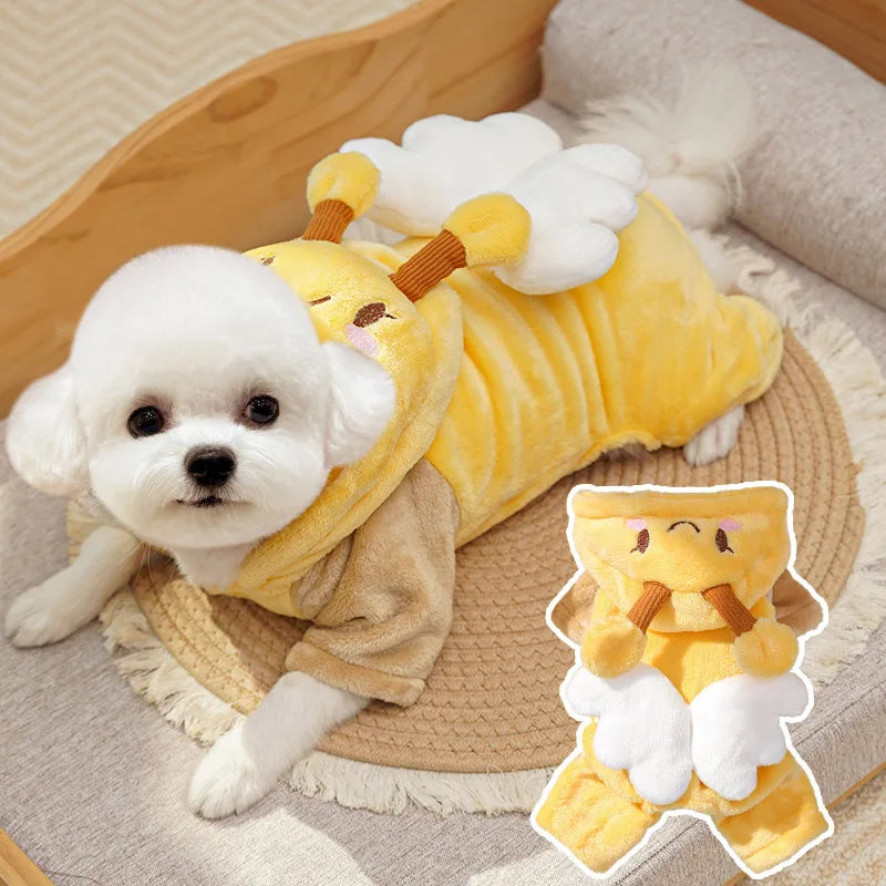 Dog Warm Jumpsuits Winter Fleece Pet Overalls for Small Medium Dogs Cats Clothes Puppy PajamasTeddy Outfit 4 Legs Dog Clothing