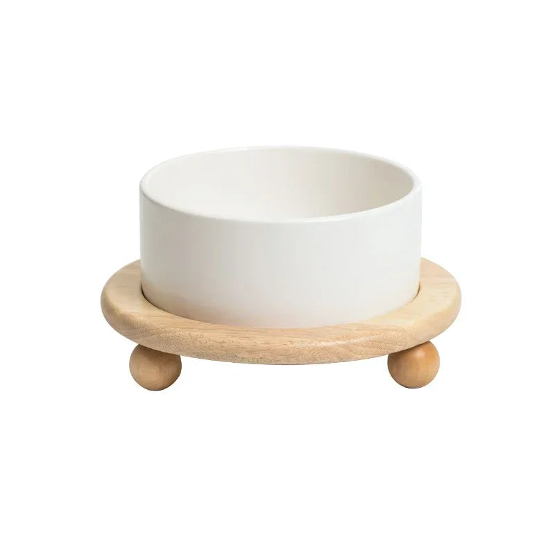 400/850ml Cat Large Capacity Bowl Small Dogs Food Water Bowls with Wood Stand Pet Elevated Feeding Feeder Puppy Kitten Supplies