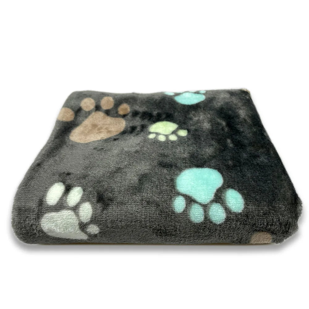 Coral Fleece Pet Blanket Warm Paw Print Dog Cat Bed Mat Soft Reversible Sleeping Pad Four Seasons Sofa Cover Small Medium Pets