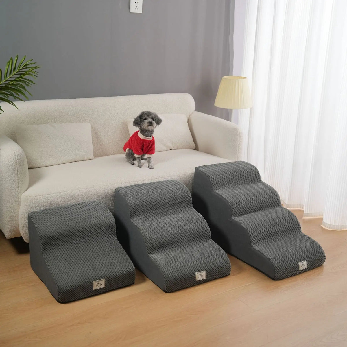 Detachable and Washable Pet 2-4 Tiered Non Sliding Dog Staircase Suitable for Bed Edge Sofa Pet Stairs for Dogs Dog Ramp