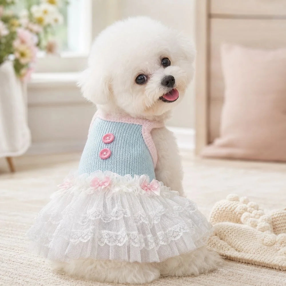 New Soft Tulle Pet Princess Dress Netted Lace Princess Style Dog Dress Breathable Mesh Pet Clothing Pet Everyday Wear