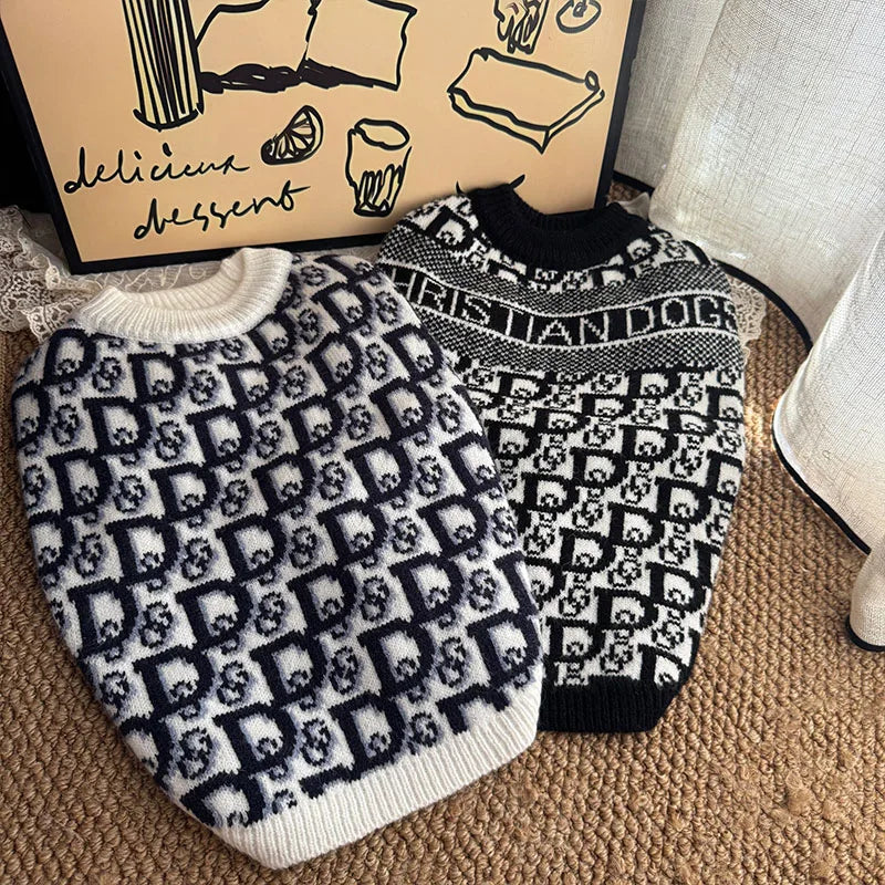 Luxury Designer Dog Winter Clothes XS-2XL Pet Warm Soft Puppy Sweaters Knitted French Bull Knitwear