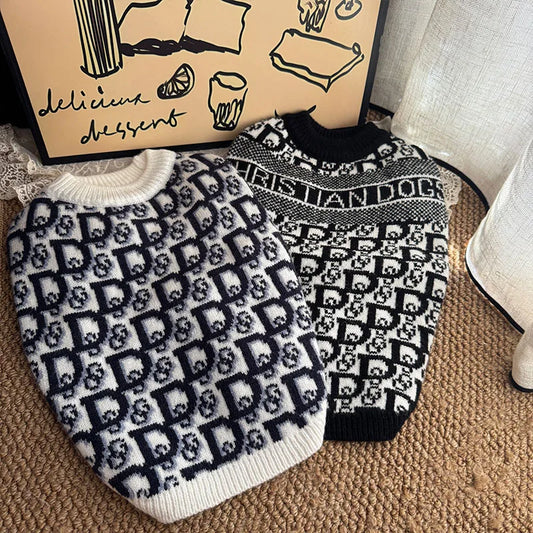 Luxury Designer Dog Winter Clothes XS-2XL Pet Warm Soft Puppy Sweaters Knitted French Bull Knitwear