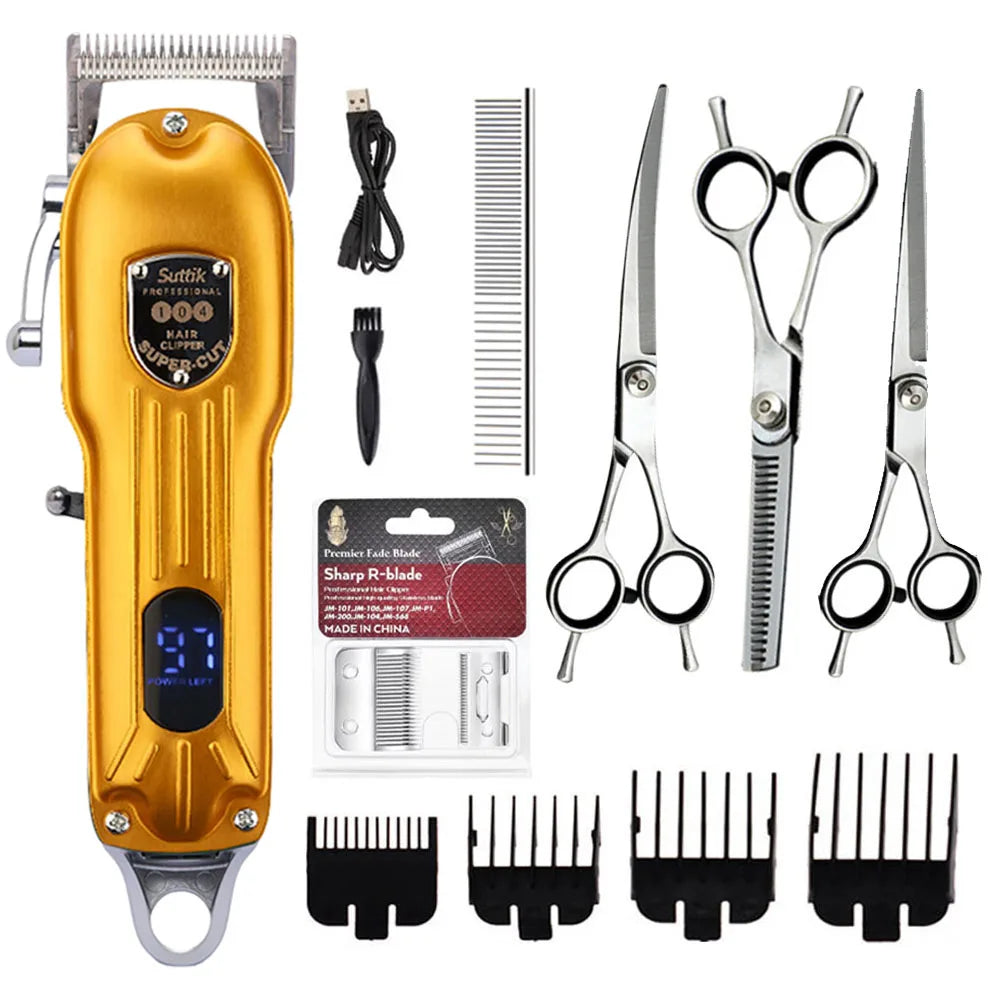 Professional Dog Hair Clipper All Metal Rechargeable Pet Trimmer  Puppy Grooming Haircut Low Noice