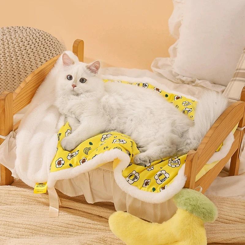 Double-Sided Plush Pet Bed, Warm Cat & Small Dog Cushion, Cozy Pet Blanket, Portable Padded Bed for Cats, Puppies - Soft Comfort