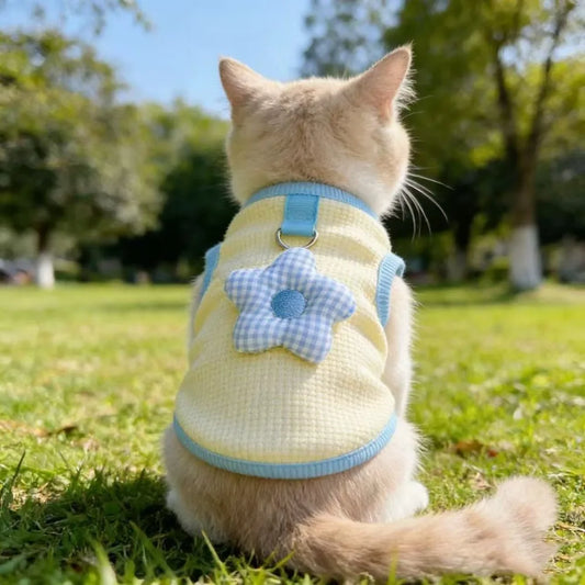 New Sizes S-L Pet Vest Comfortable Lightweight Cat Clothes Breathable Washable Puppy Kitten Apparel Outdoor Walking