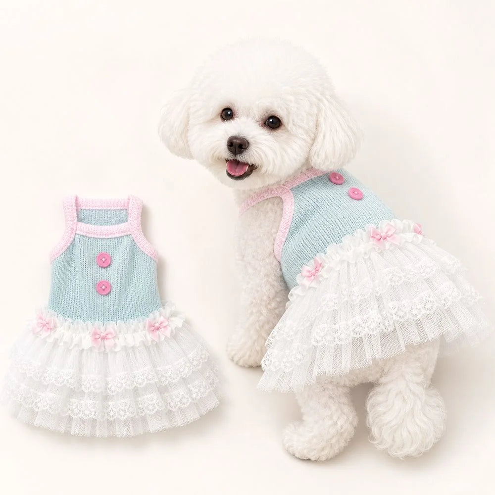 New Soft Tulle Pet Princess Dress Netted Lace Princess Style Dog Dress Breathable Mesh Pet Clothing Pet Everyday Wear