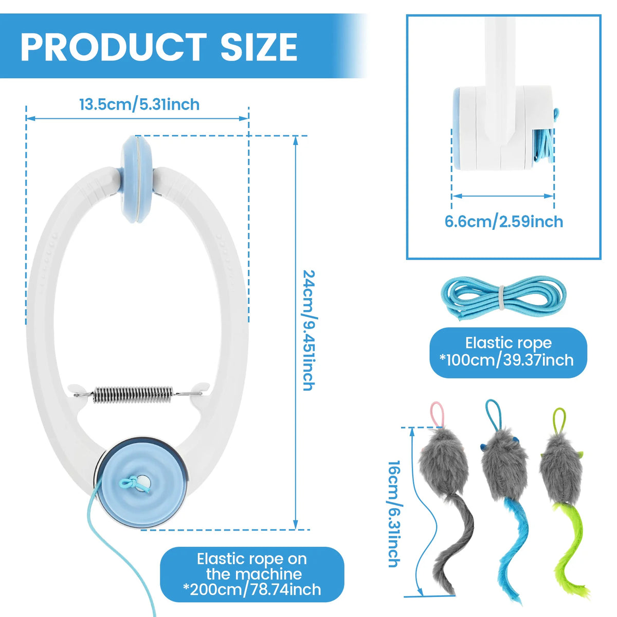 Door Hanging Auto-Rebound Cat Toy Plastic Interactive Self Play Hanging Door Kitten Toy with 3 Catnip Mice 3 Mode Pet Supplies
