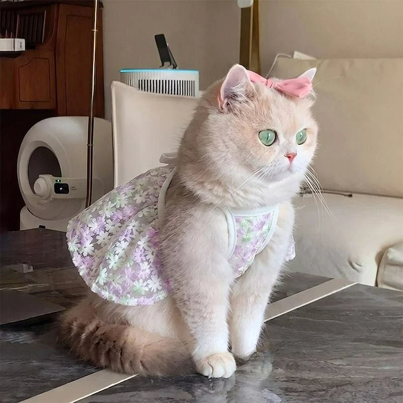 New Pet Dresses Princess Style Dog Cat Clothes Bichon Summer Breathable Clothing Yorkshire Beautiful Skirt Luxury Pet Clothes