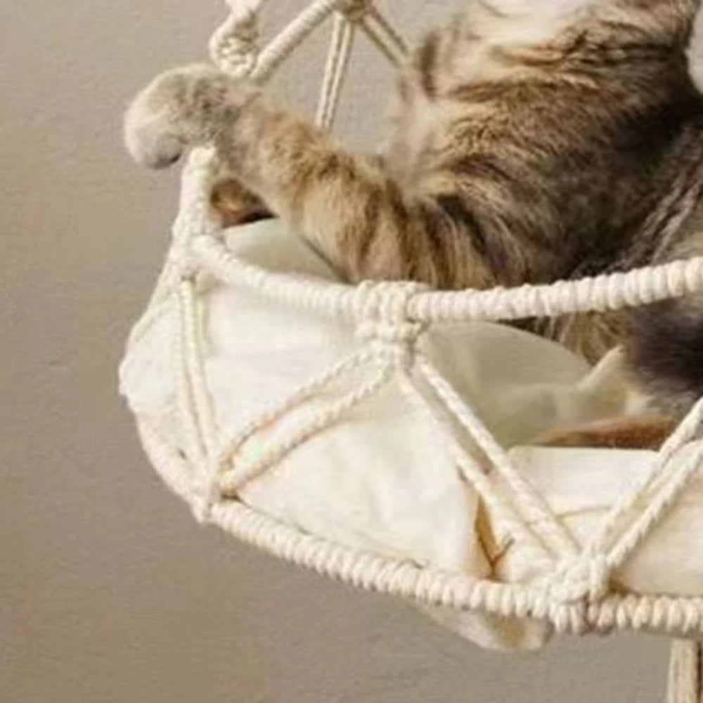 Winter Hand-Woven Kitten Hammock Hanging Cat Bed Bohemian Belt Hanging Kit Upholstery
