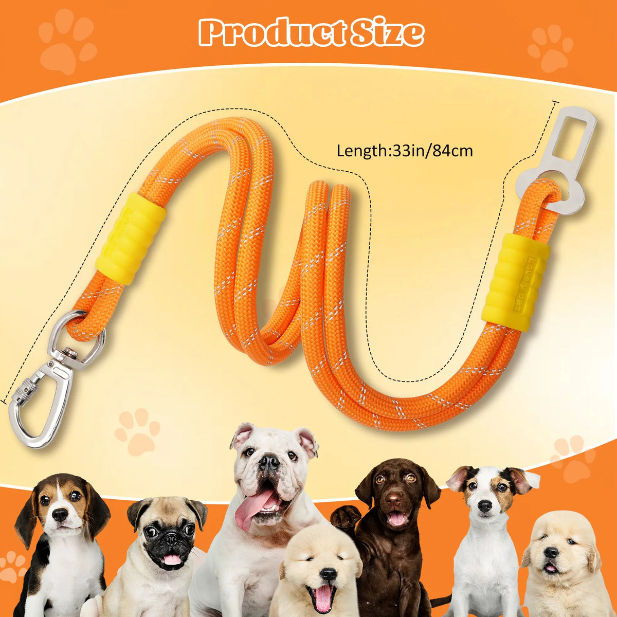 Pawaboo Dog Seatbelt for Car, Dog Car Harness Leash with Dual Round Ropes Enhance Strength, Pet Vehicle Safety Belt Leash