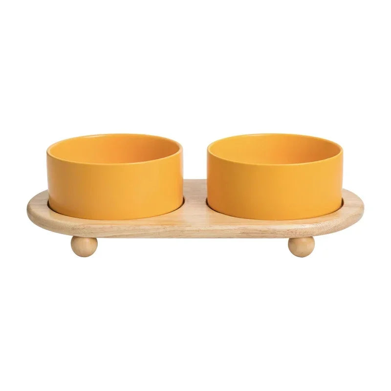 400/850ml Cat Large Capacity Bowl Small Dogs Food Water Bowls with Wood Stand Pet Elevated Feeding Feeder Puppy Kitten Supplies