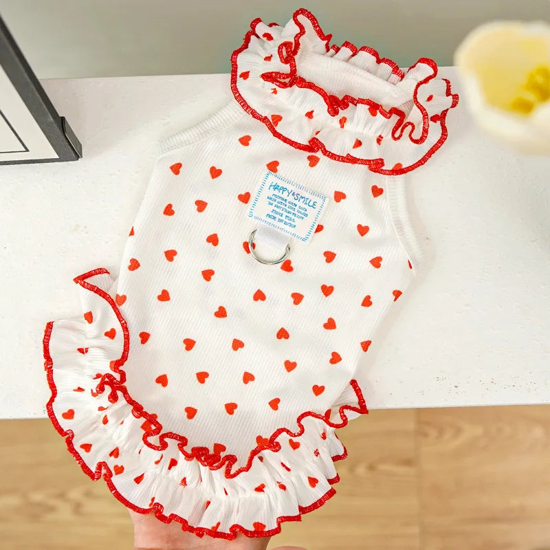 Summer Pet Dog Cat Clothes Floral Princess Dress Thin Breathable Pet Skirt Ruffle Edge Wholesale For Small Dogs Cats