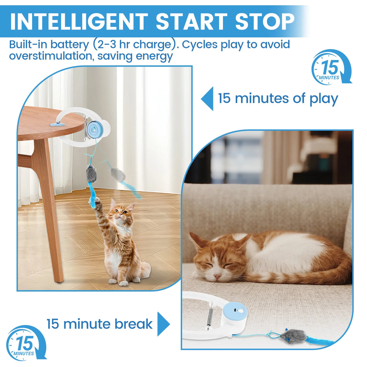 Door Hanging Auto-Rebound Cat Toy Plastic Interactive Self Play Hanging Door Kitten Toy with 3 Catnip Mice 3 Mode Pet Supplies