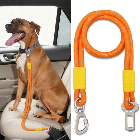 Pawaboo Dog Seatbelt for Car, Dog Car Harness Leash with Dual Round Ropes Enhance Strength, Pet Vehicle Safety Belt Leash