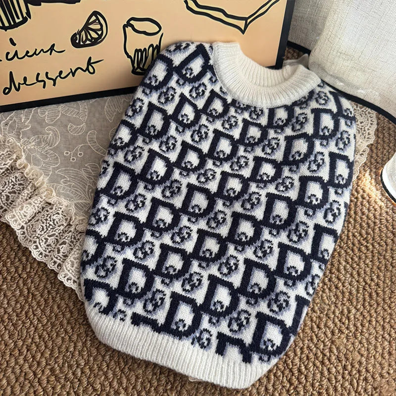 Luxury Designer Dog Winter Clothes XS-2XL Pet Warm Soft Puppy Sweaters Knitted French Bull Knitwear