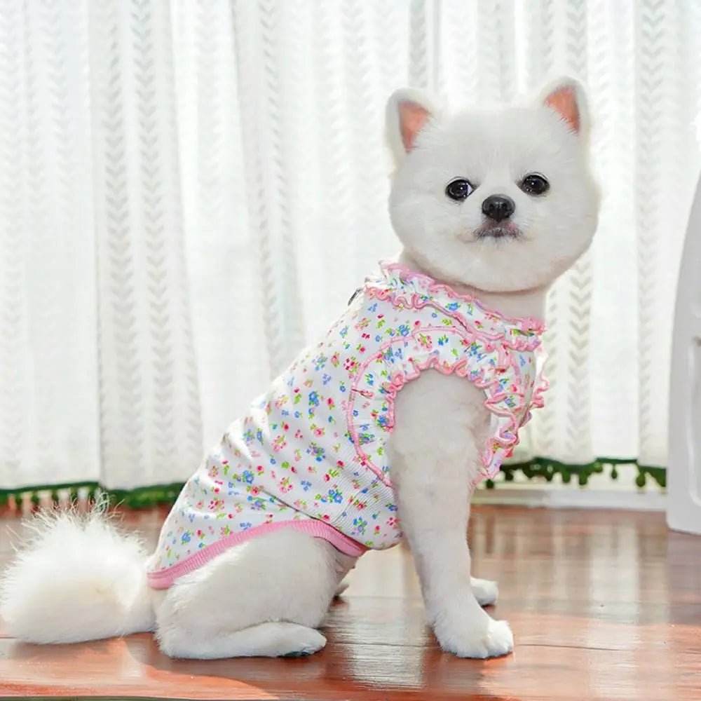 Pet Supplies Cute Puppy Floral Vest Breathable Soft Cat Cake Skirt Thin Design Pet Princess Dress For Dogs and Cats