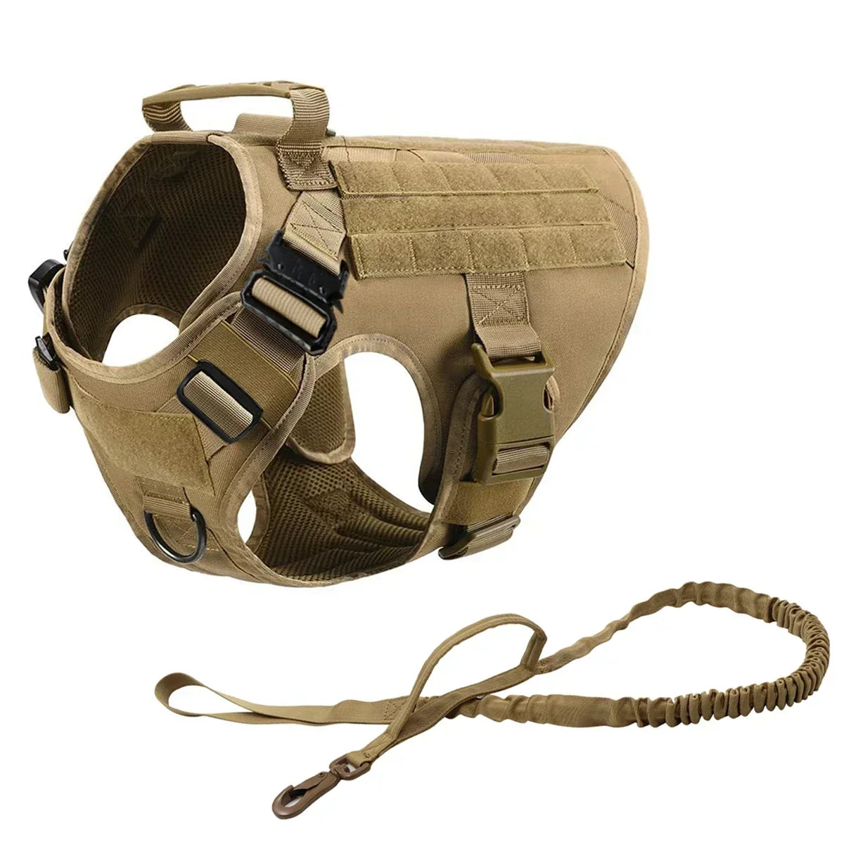 Tactical Dog Harness Leash Collar Molle Pouches for Medium Large Dogs Training Military Pet Vest Adjustable Service Dog Harness