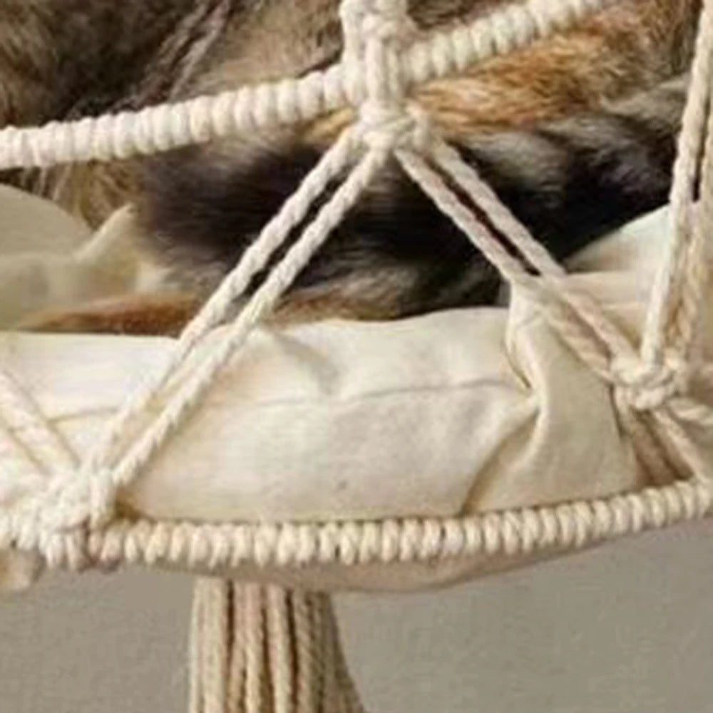 Winter Hand-Woven Kitten Hammock Hanging Cat Bed Bohemian Belt Hanging Kit Upholstery