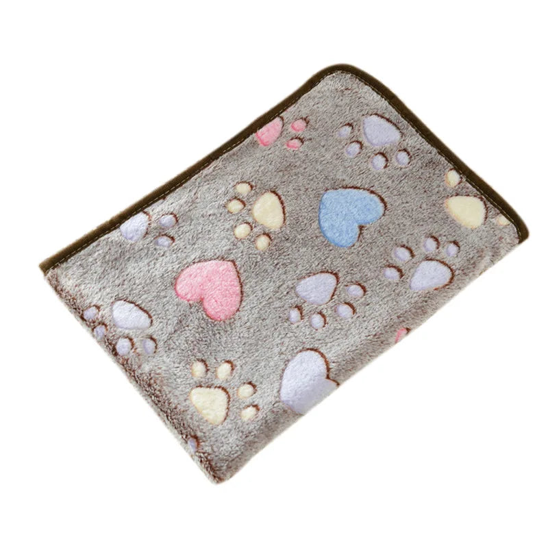 Coral Fleece Pet Blanket Warm Paw Print Dog Cat Bed Mat Soft Reversible Sleeping Pad Four Seasons Sofa Cover Small Medium Pets