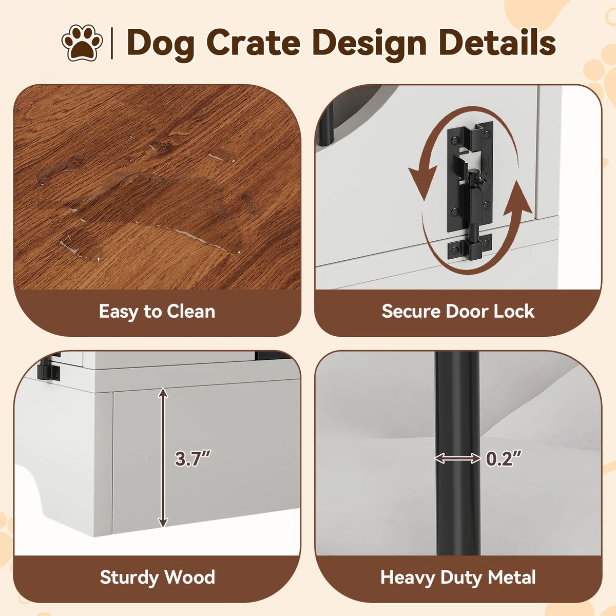 Furniture Style Dog Crate Table, 70 LB Heavy-Duty Dog Cage with Sliding Barn Door, Side Door, Ultra-Soft Plush Mat, 3-in-1 Dog Crate Table for Small Medium Large Dogs and Home Use