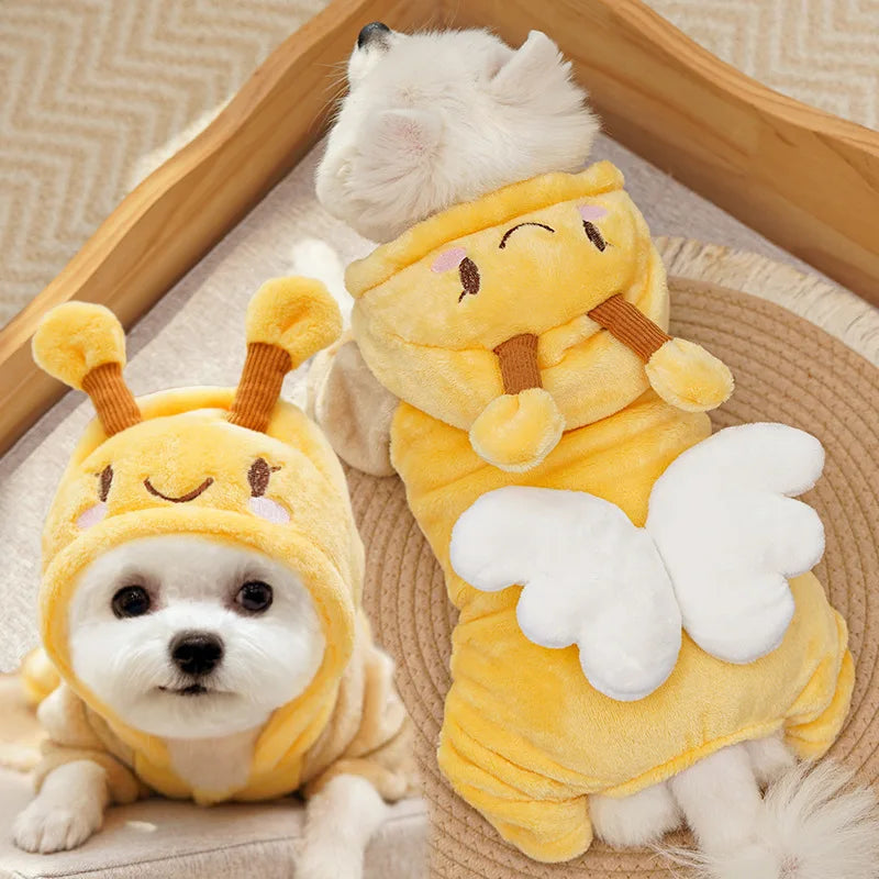 Dog Warm Jumpsuits Winter Fleece Pet Overalls for Small Medium Dogs Cats Clothes Puppy PajamasTeddy Outfit 4 Legs Dog Clothing