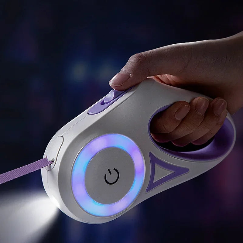 LED Luminous Dog Leash Automatic Retractable Leash for Medium Dogs Outdoor Small Pet Traction Rope