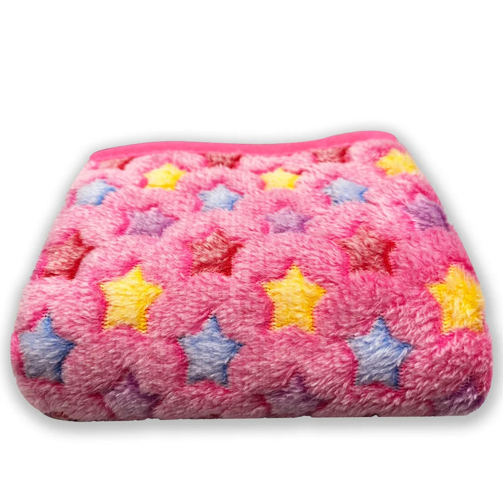Coral Fleece Pet Blanket Warm Paw Print Dog Cat Bed Mat Soft Reversible Sleeping Pad Four Seasons Sofa Cover Small Medium Pets