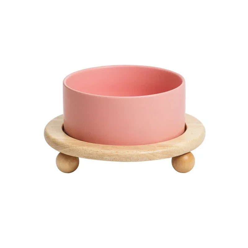 400/850ml Cat Large Capacity Bowl Small Dogs Food Water Bowls with Wood Stand Pet Elevated Feeding Feeder Puppy Kitten Supplies