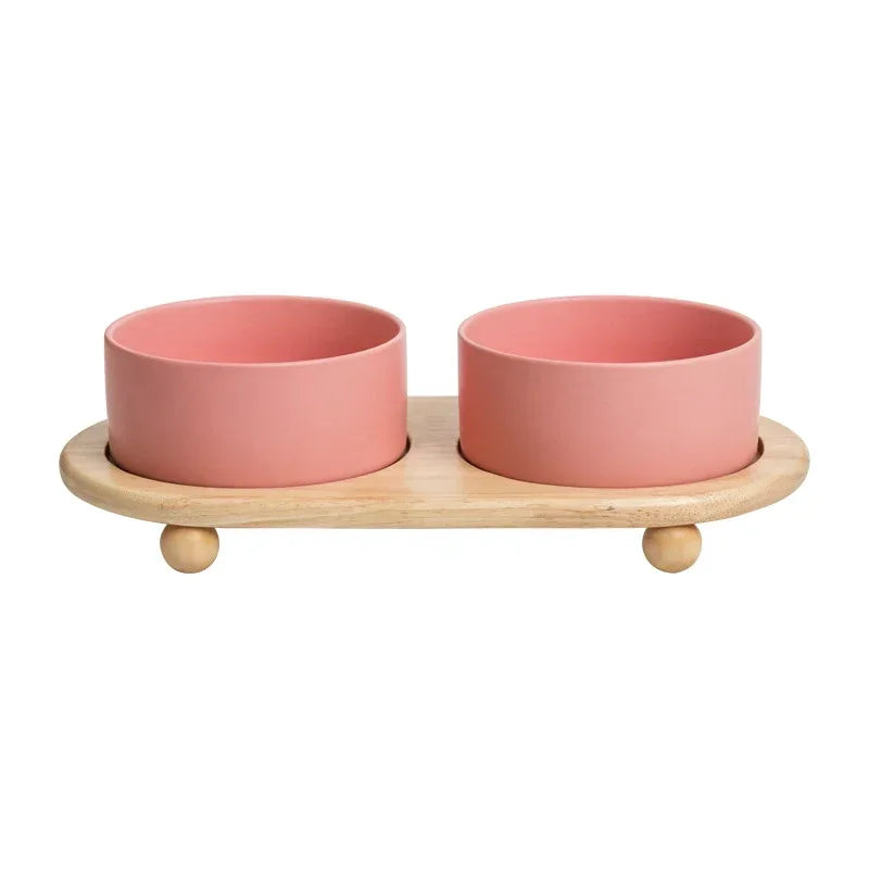 400/850ml Cat Large Capacity Bowl Small Dogs Food Water Bowls with Wood Stand Pet Elevated Feeding Feeder Puppy Kitten Supplies