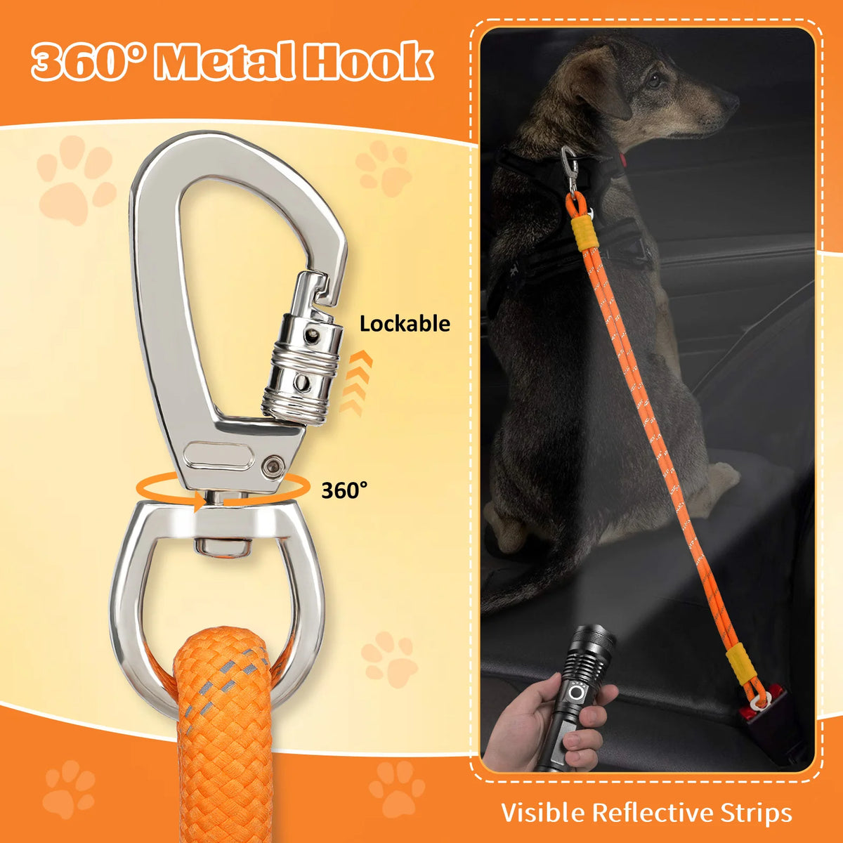 Pawaboo Dog Seatbelt for Car, Dog Car Harness Leash with Dual Round Ropes Enhance Strength, Pet Vehicle Safety Belt Leash