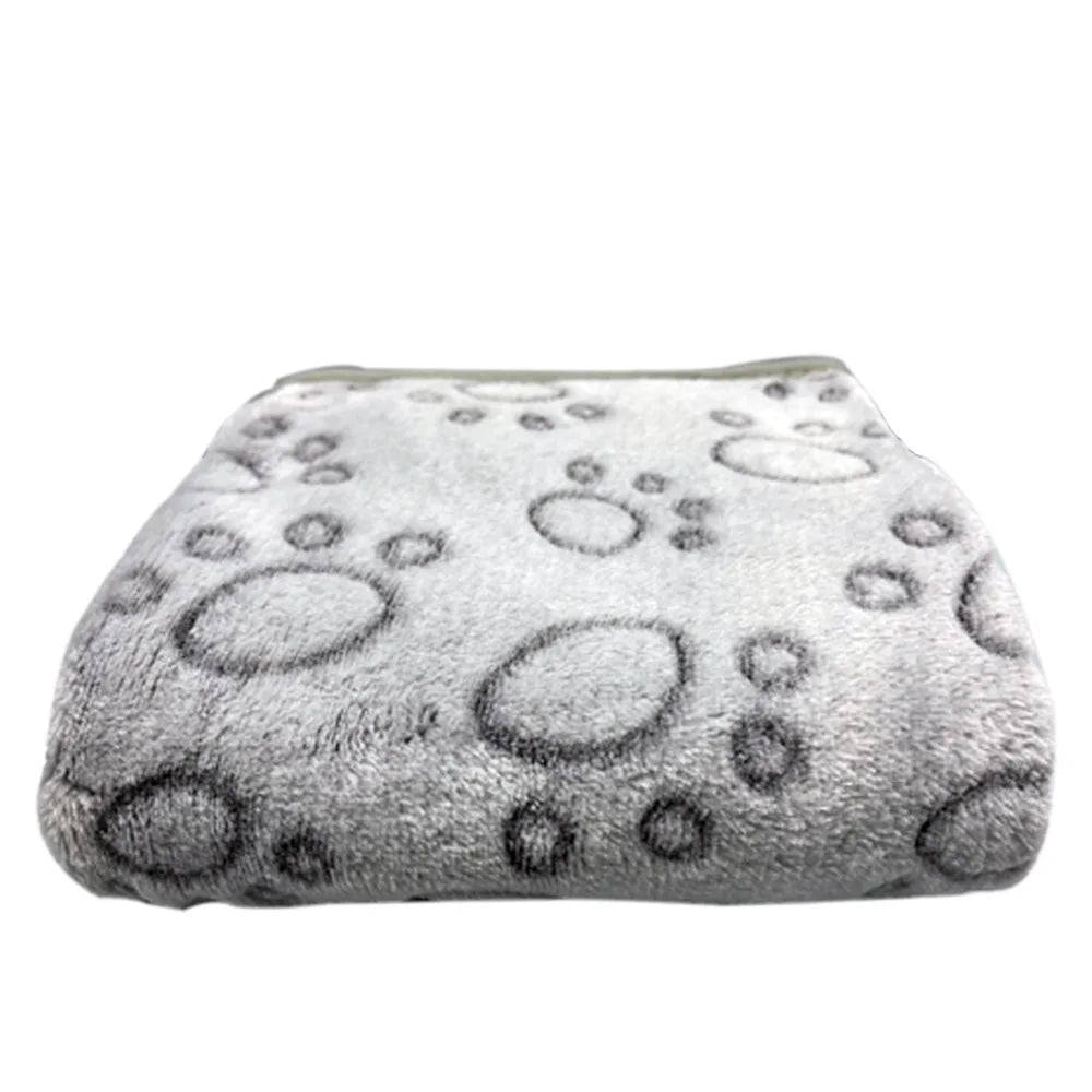 Coral Fleece Pet Blanket Warm Paw Print Dog Cat Bed Mat Soft Reversible Sleeping Pad Four Seasons Sofa Cover Small Medium Pets
