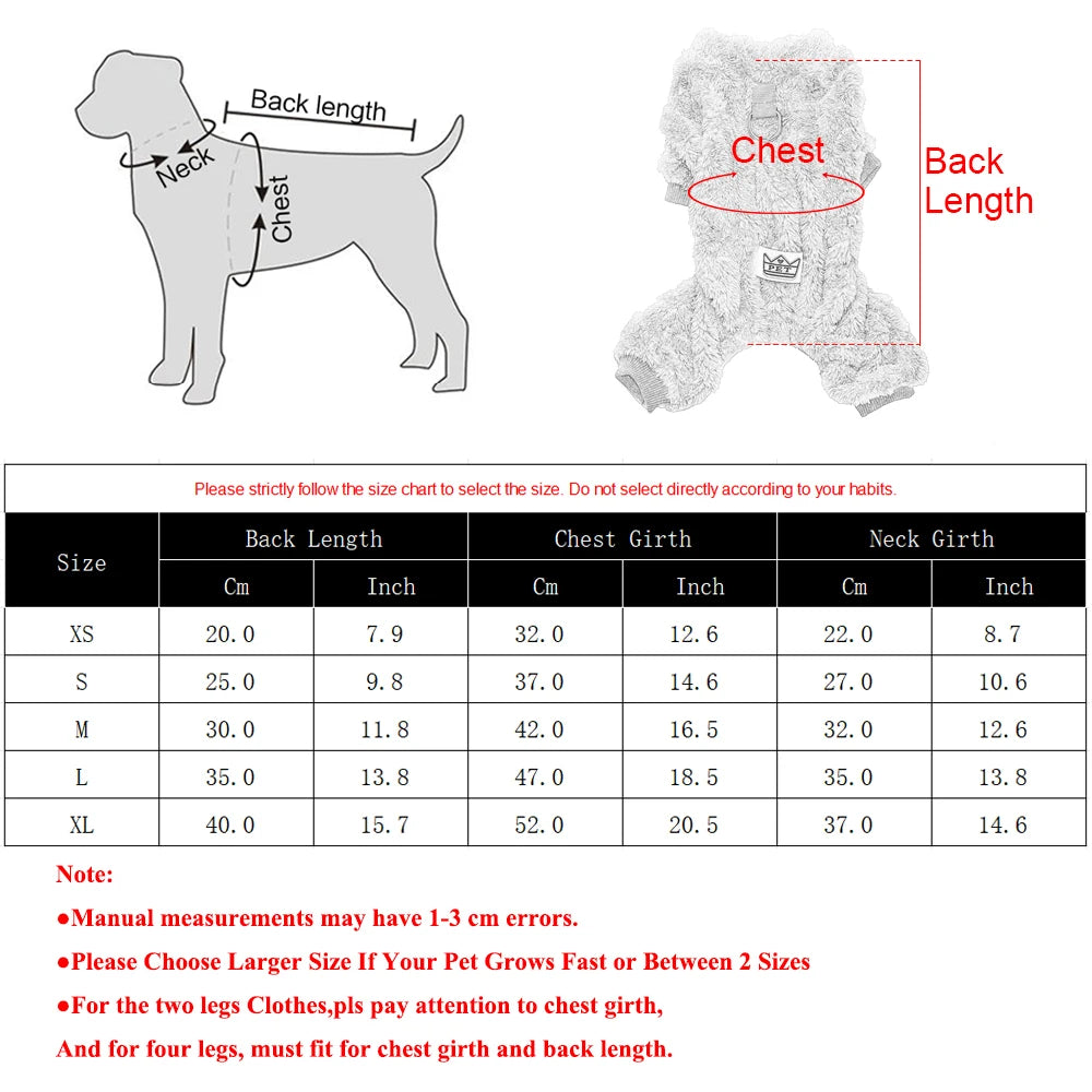 Pet Dog Jumpsuit for Small Medium Dogs Cats Winter Warm Fleece Dog Clothes Yorkshire Jacket Outfits French Bulldog Pug Clothing