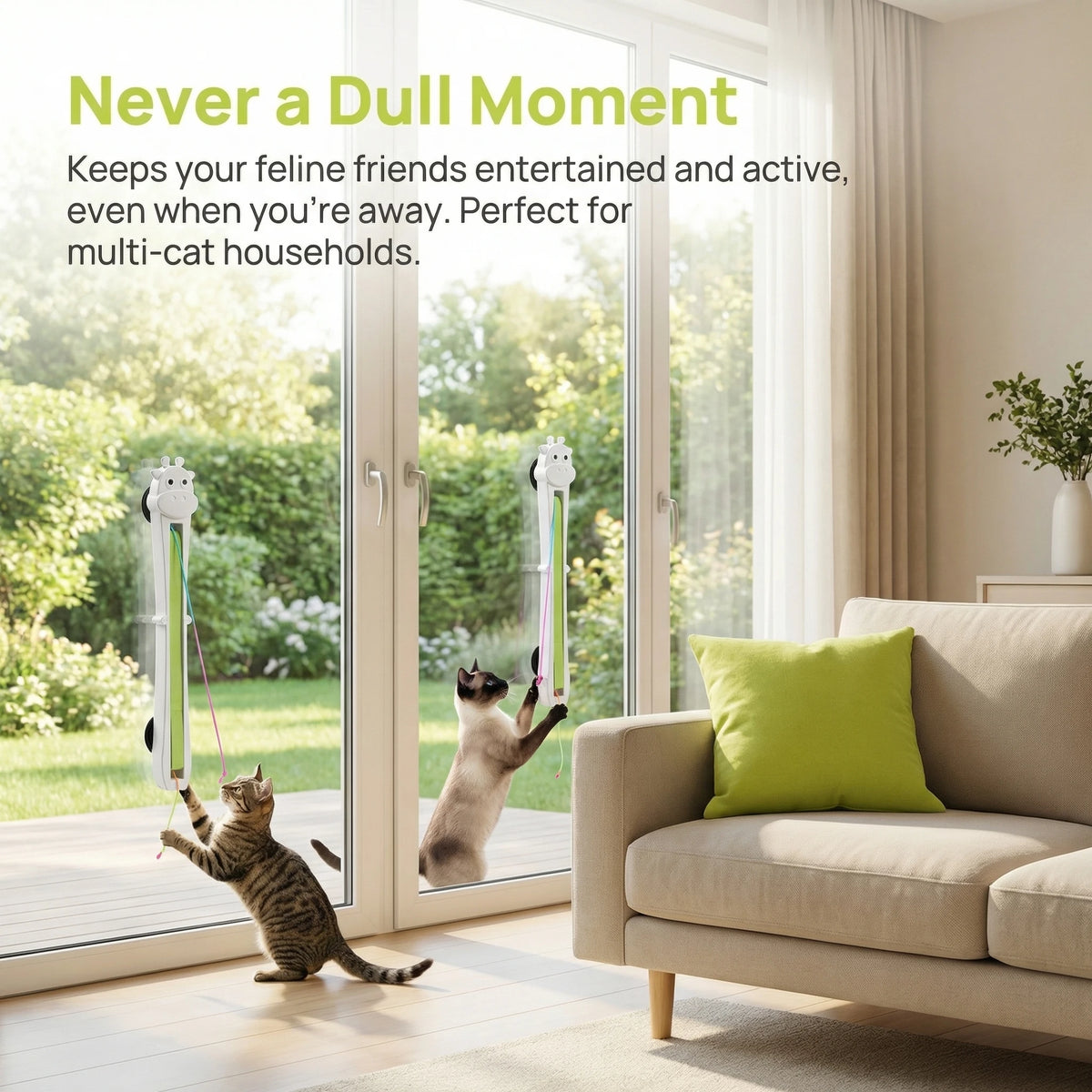 Automatic Interactive Cat Toy, Wall Mounted Cat Teaser Wand with Moving Rope, Indoor Kitten Exercise Toy for Bored Cats