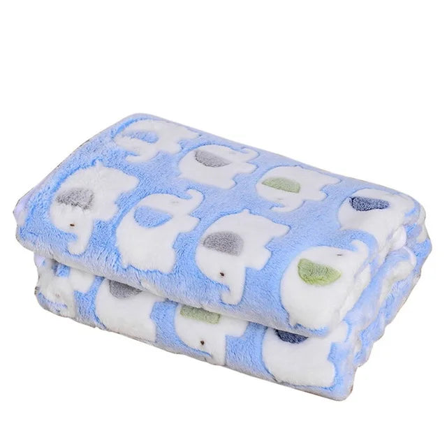 Coral Fleece Pet Blanket Warm Paw Print Dog Cat Bed Mat Soft Reversible Sleeping Pad Four Seasons Sofa Cover Small Medium Pets