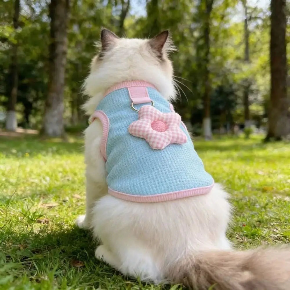 New Sizes S-L Pet Vest Comfortable Lightweight Cat Clothes Breathable Washable Puppy Kitten Apparel Outdoor Walking