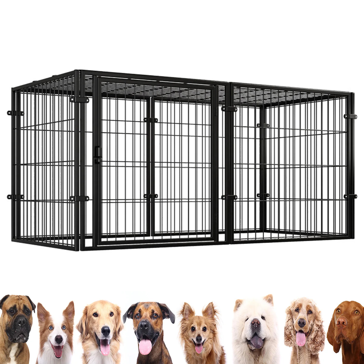 48 Inch Kennel Cage Easy Assemble Heavy Duty Wire Dog Crates with Door Dogs Cage Kennel Stackable for Puppy/Small Dog/Rabbit/Pig